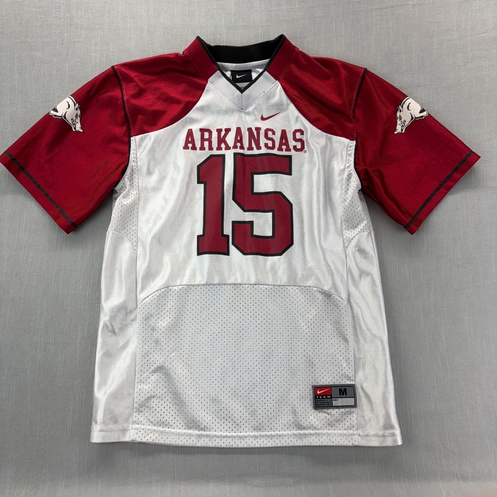Nike Arkansas Razorbacks Jersey Youth Medium 12/14 #15 White Red Football